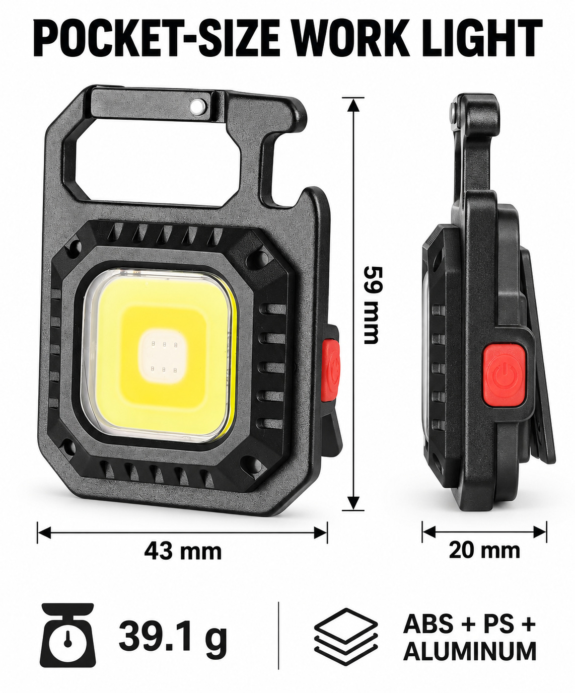 Rechargeable Magnetic Battery Display Type C LED Work Light Hanging Hook W5130 670LM COB Flashlight photo 8