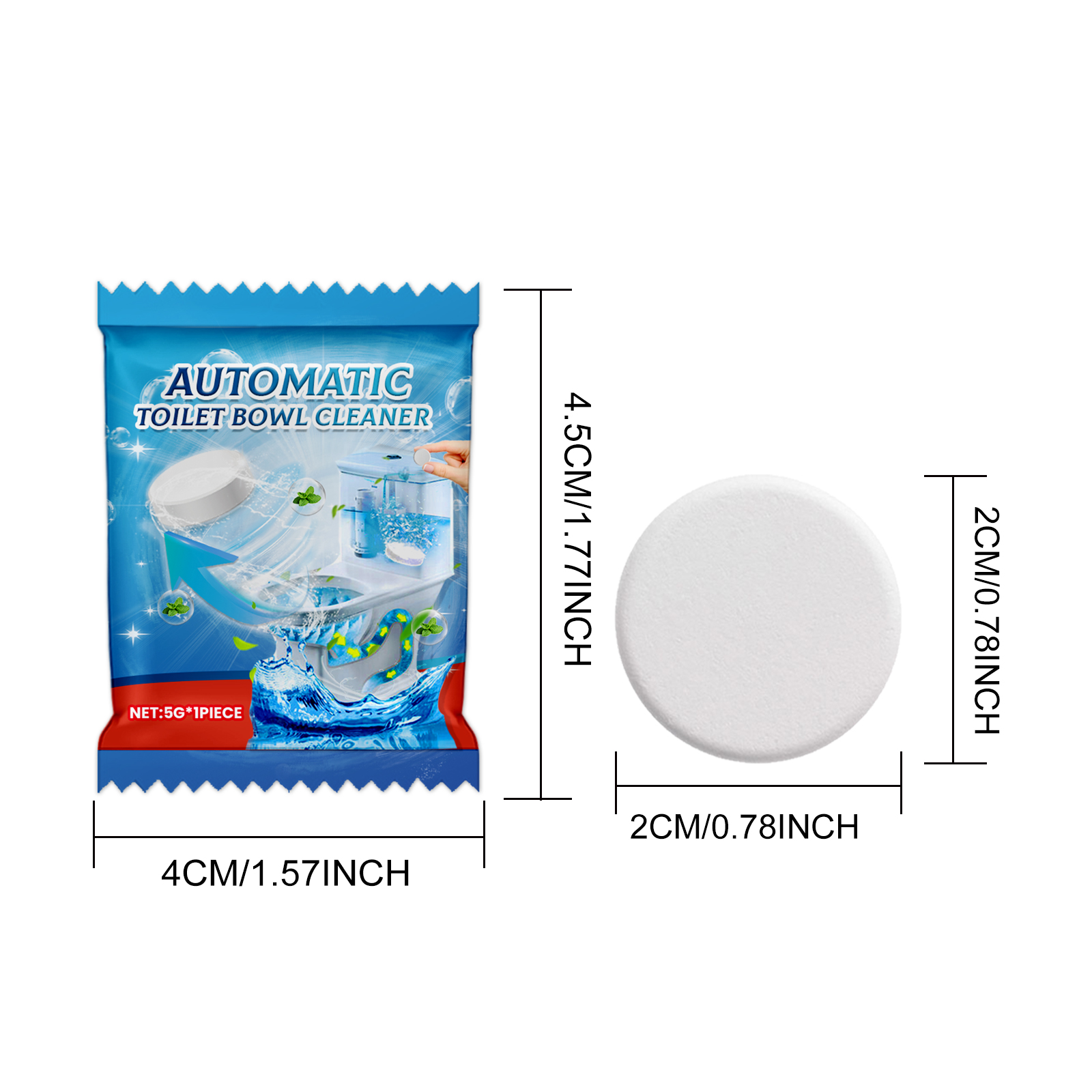 Toilet Cleaning Foaming Tablet Single 5gx1pc-bag, Toilet Cleaning Foaming Tablet Effect Deodorizing-Cleaning, White, Including Printed Slice Price 0.12 photo 4