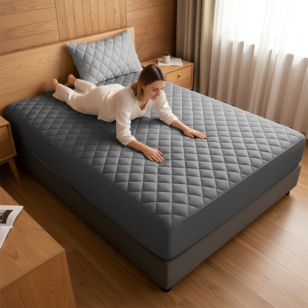 1PC Thick Quilted Fitted Mattress Sheet, Soft Breathable Protective Bedding Cover photo 4