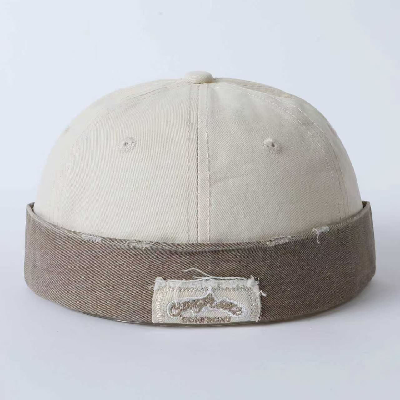 American-style Retro Distressed Washed Vegetable-pulp Hat With Appliqued Letters, Hip-hop Style, No-brim Hat, Trendy Vintage Owner's Hat photo 5