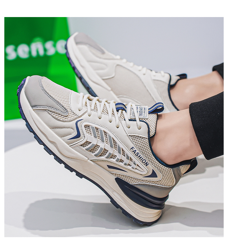 New Men's Breathable Mesh Sports Shoes, Korean Trendy Versatile Thick Sole Casual Dad Sneakers, Fashion Footwear For Men photo 3