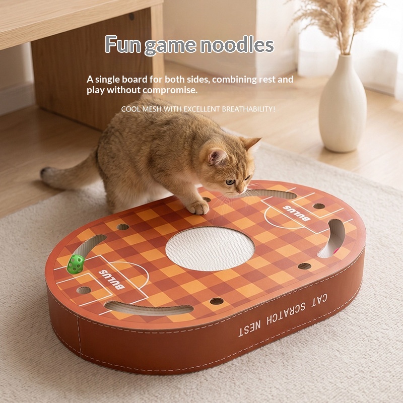 Cat Scratcher And Cat Bed Combo, White Cardboard, Highly Durable With Minimal Shedding, Large Size, Equipped With A Bell Tipped Ball Your Cats Perfect Self Entertainment Toy, Pet Supply photo 7