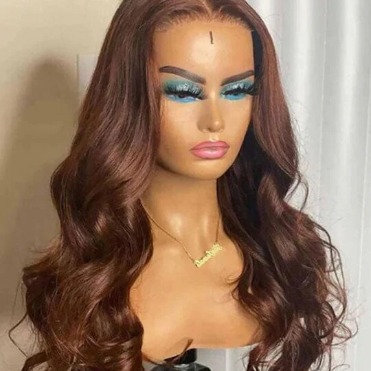 4x4 Lace Body Wave Human Hair Wig, Brown, Density photo 5