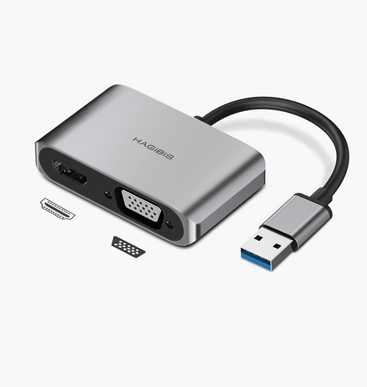 Hagibis USB 3.0 to HDMI-compatible VGA Adapter 4K HD Multi-Display 2in1 USB to HDMI-compatible Converter for Windows 7 8 0 OS photo 1
