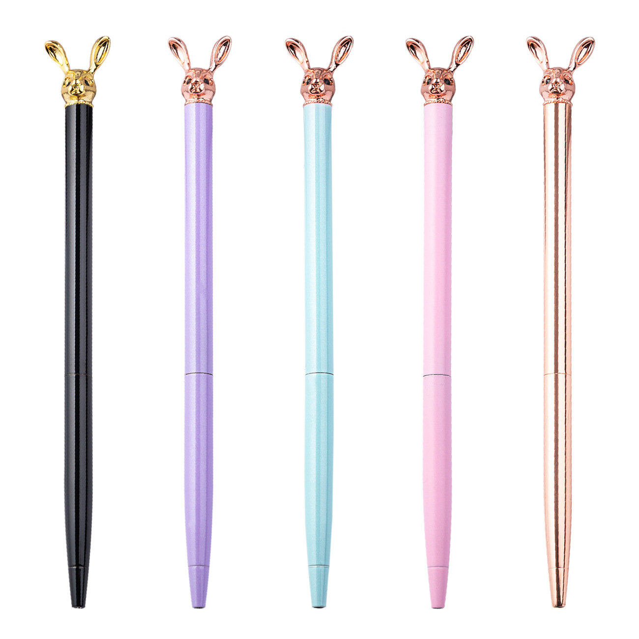 New Korean Fashion Cute Rabbit Metal Pen Metal Ballpoint Pen Custom Rotating Metal Pen Ballpoint Pen photo 1