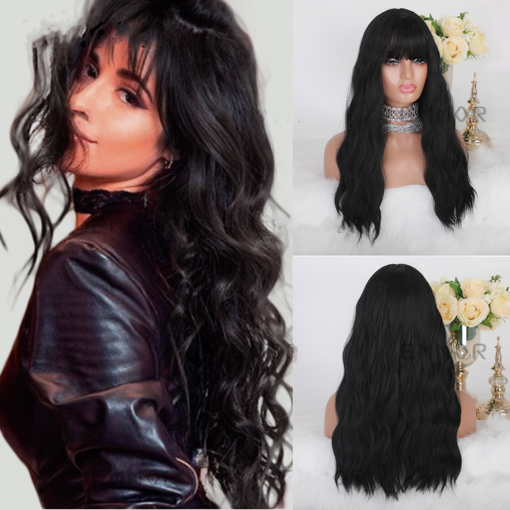 Black Brown Long Curly Hair With Bangs photo 5