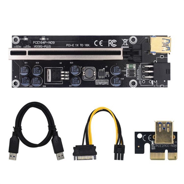 Riser Card 009s Plus PCI-E PCIE PCI Express X16 GPU 6in Adapter card USB 3.0 Cable 1X 16X Extender photo 3