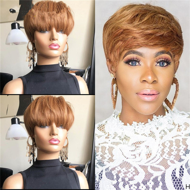 New Style Wig European And American Ladies Short Hair Natural Black Brown Chemical Fiber Hair Headgear Button Net photo 5