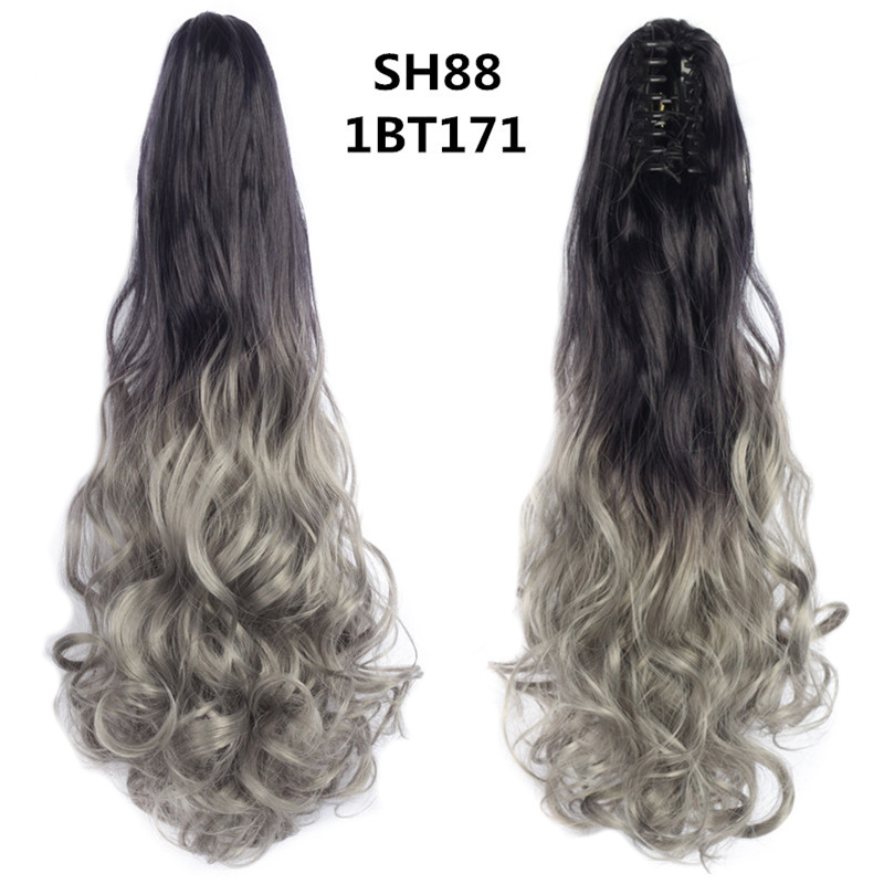 Clip-On Hairpiece Extensions Ombre Ponytail Claw Synthetic-Hair Wavy Soowee photo 4