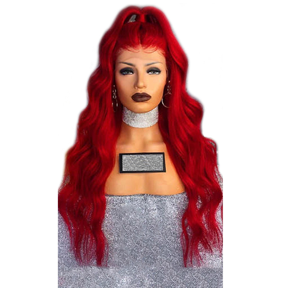 Chemical Fiber Front Lace Wig Headgear Red Wig Female Long Curly Hair photo 3