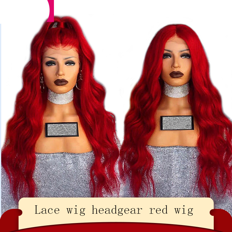 Chemical Fiber Front Lace Wig Headgear Red Wig Female Long Curly Hair photo 4