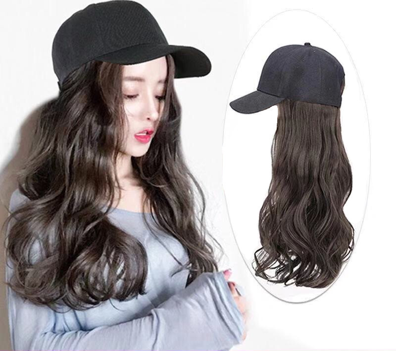 Hat Wig Ladies Long Hair One Big Wave Curly Hair Headgear Fashion Hat With Wig Net Red photo 1