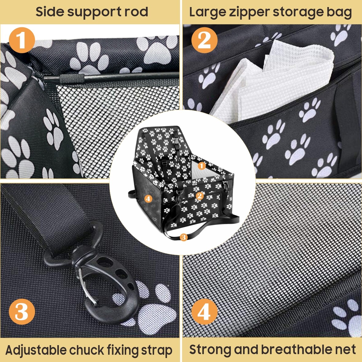 NEW Dog Car Seat For Small Medium Pet, Portable Cat Puppy Rabbit Seat Travel Booster photo 5