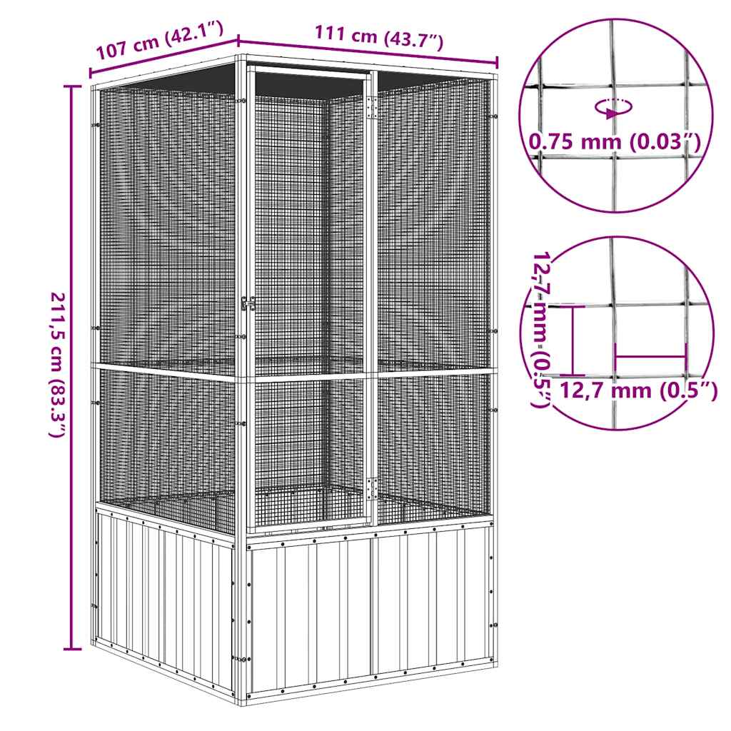   bird cage anthracite 111x107x211.5 cm Galvanized   bird cage photo 7