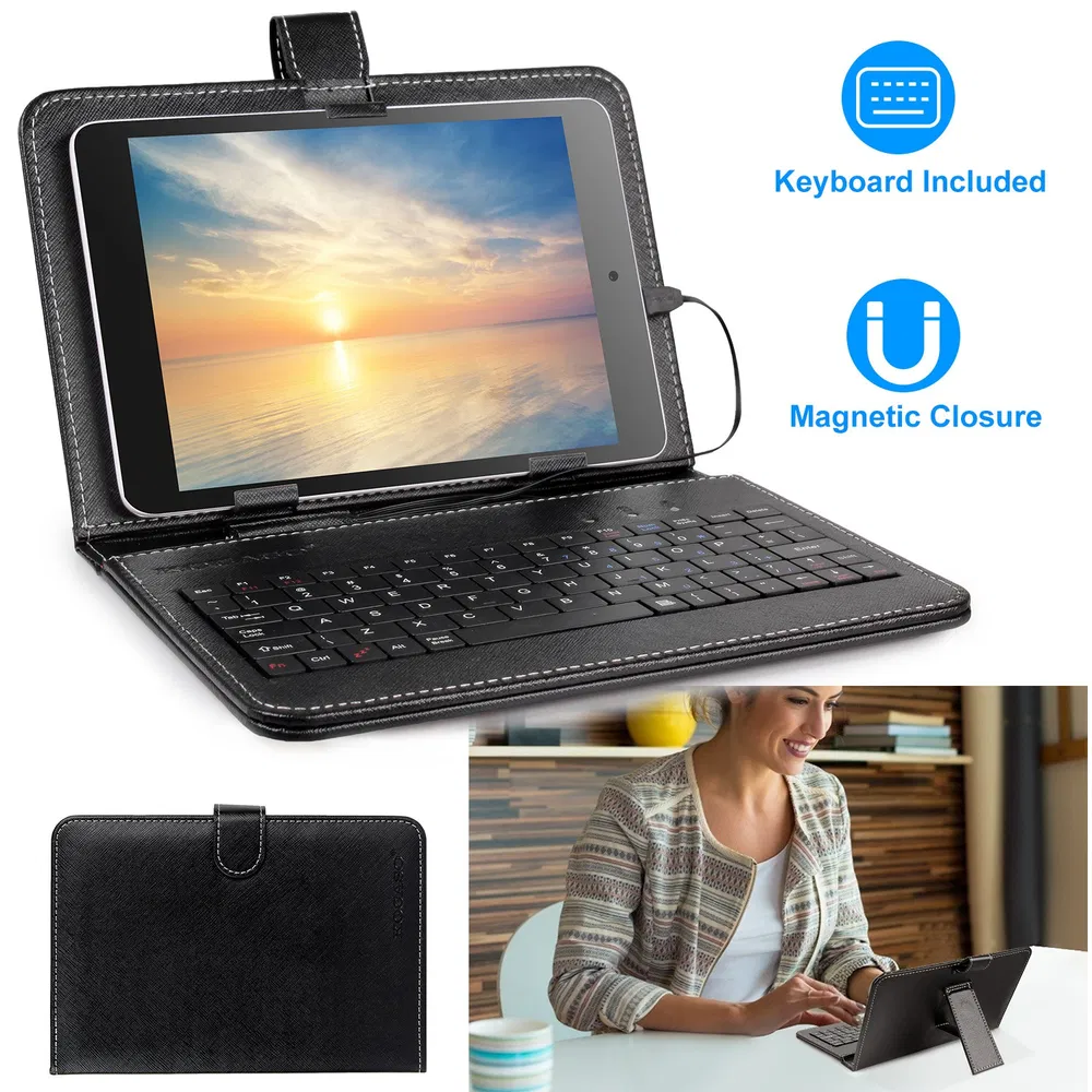7.9in Protective Keyboard Case W/ Keyboard PU Leather Back Stand Tablet Cover Via USB 2.0 Cable photo 2
