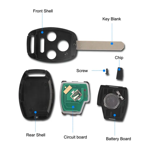 Fit For Honda Accord 2003-2007 Remote Keyless Entry Shell Button Car Key Fob Uncut Key Cover Case OUCG8D-380H-A FCCID 313.8MHz Frequency photo 4