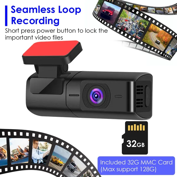 2K HD Front Dash Cam For Car With IPS Screen Night Vision Loop Recording Included 32G Storage Card 140° Wide Angle WiFi App Control Front Dashcam photo 4