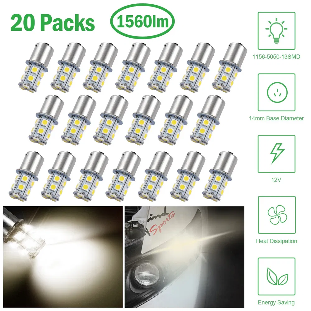 20Pcs 12V Car Light Bulbs 4500K 14MM Aluminum Alloy Turn Signal Light photo 2