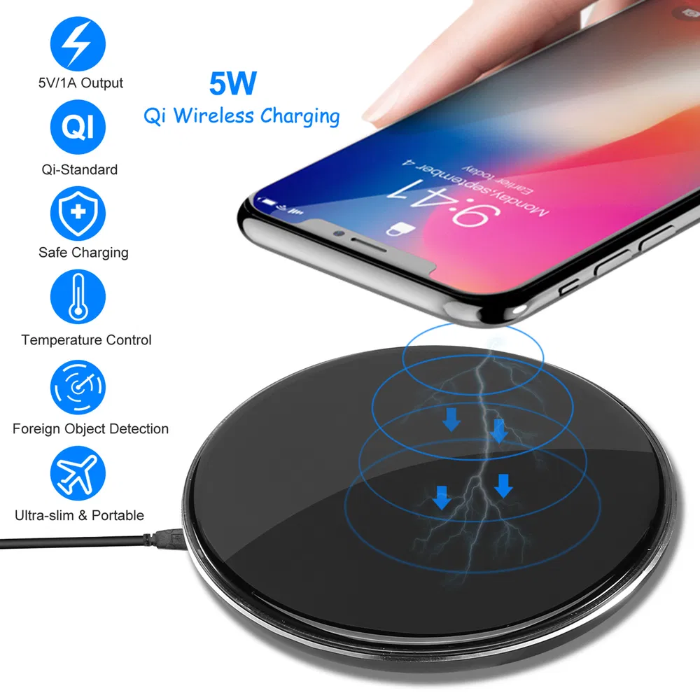Wireless Charger Qi-Certified Ultra-Slim 5W Charging Pad For IPhone XS MAX/XR/XS/X/ 8/8 Plus photo 2