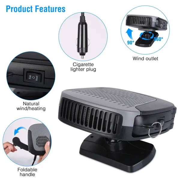 12V 150W Portable Car Auto Heater Heating Fan 2 In 1 Defroster Demister Windshield Heater Automotive Cooling Fan photo 3