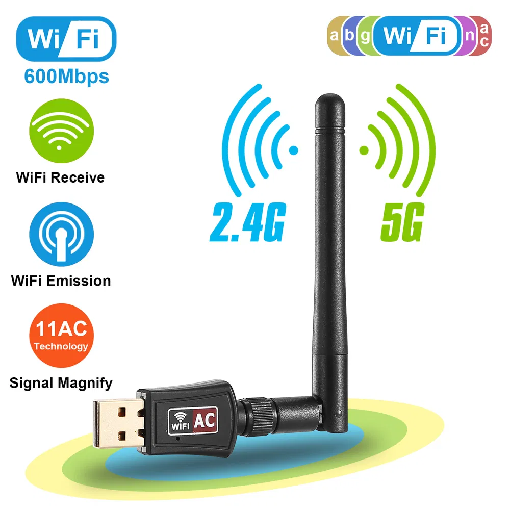 USB WiFi Adapter AC600Mbps 5G/2.4G Dual Band 802.11ac Wireless Network Adapter W/ 2dBi External Antennas For PC Desktop Laptop photo 6