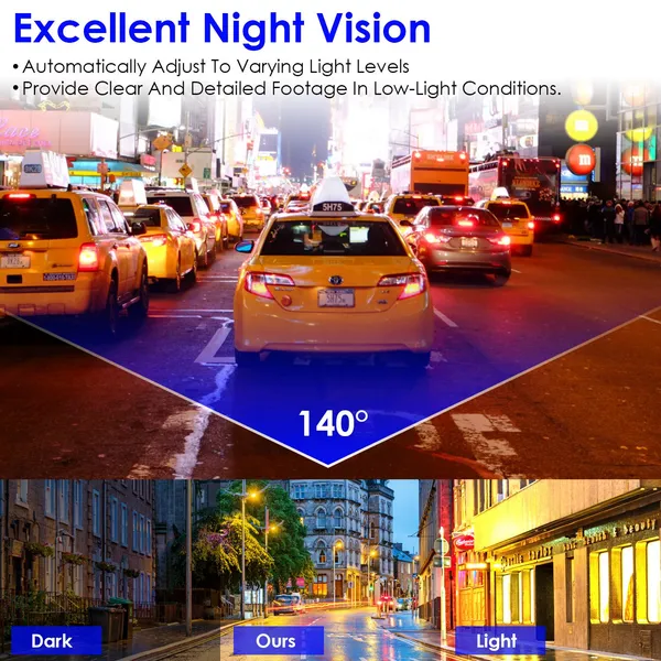 2K HD Front Dash Cam For Car With IPS Screen Night Vision Loop Recording Included 32G Storage Card 140° Wide Angle WiFi App Control Front Dashcam photo 3