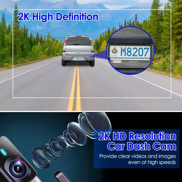 2K HD Front Dash Cam For Car With IPS Screen Night Vision Loop Recording Included 32G Storage Card 140° Wide Angle WiFi App Control Front Dashcam photo 5