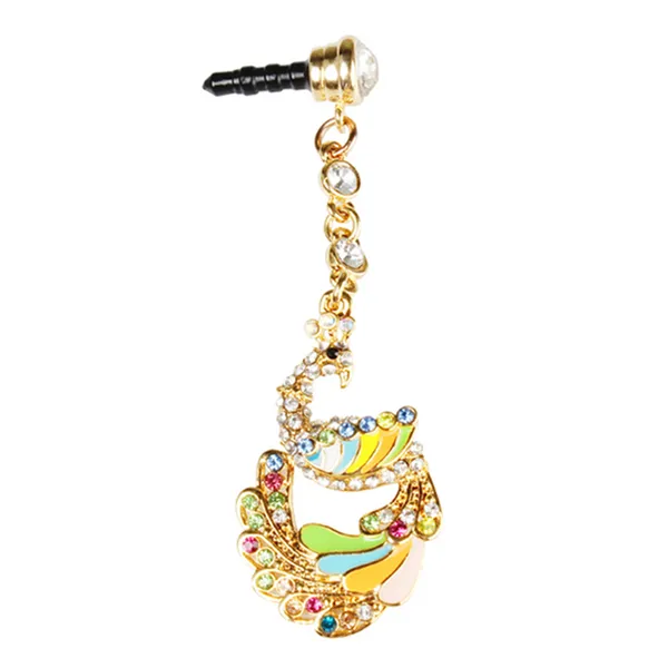 Colorful Crystal Diamond Phoenix Dust Cap Pendant For Cell Phone 3.5mm Jack photo 1