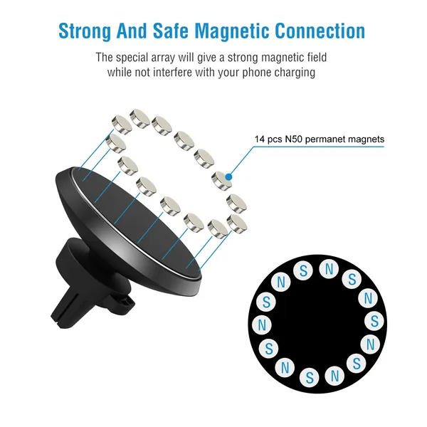 Qi Wireless Car Charger Magnetic Car Phone Charger 5W Charging Pad Air Vent Phone Mount Holder photo 2
