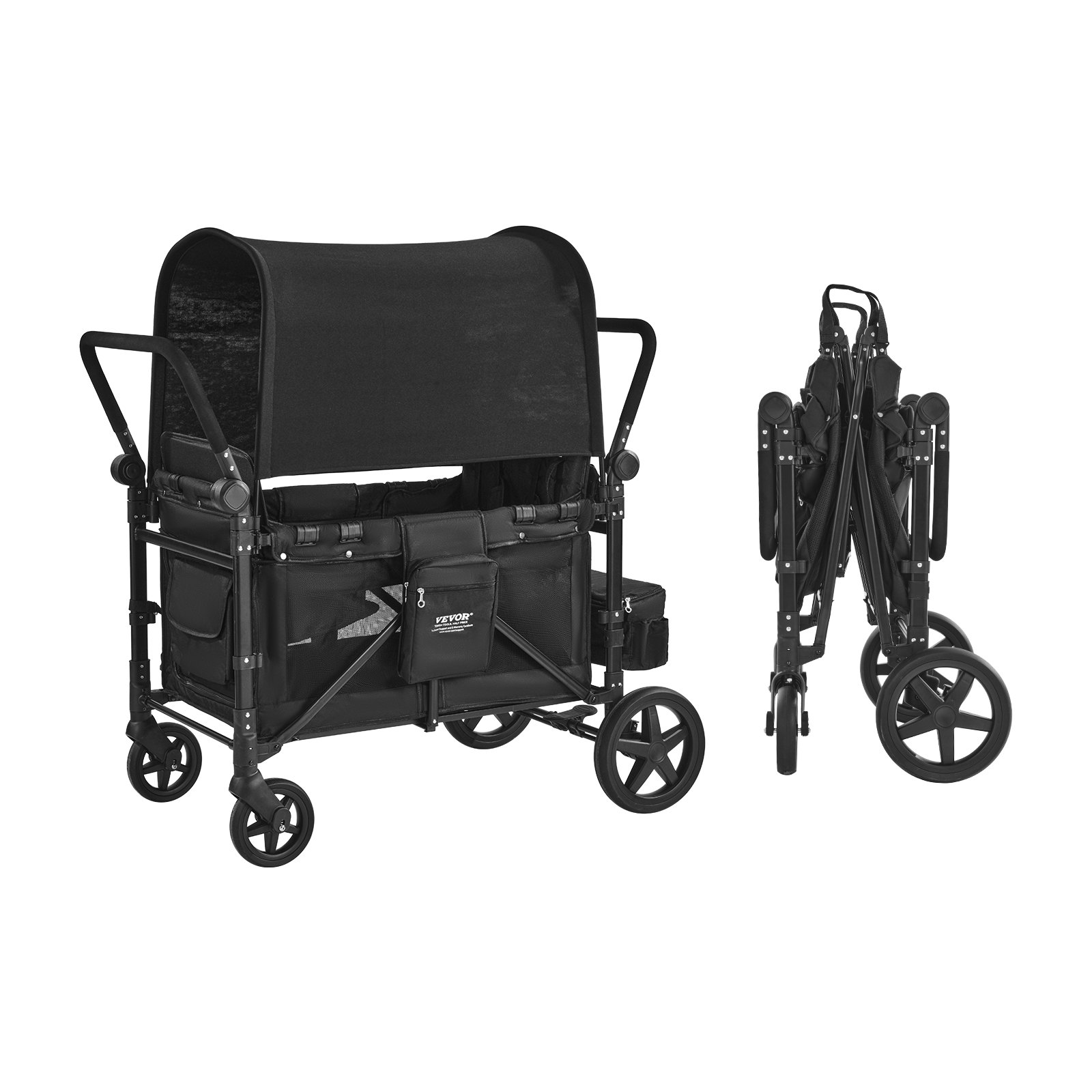 Wagon Stroller For 4 Kids Push Pull Quad Collapsible Stroller 330LBS Loading photo 1