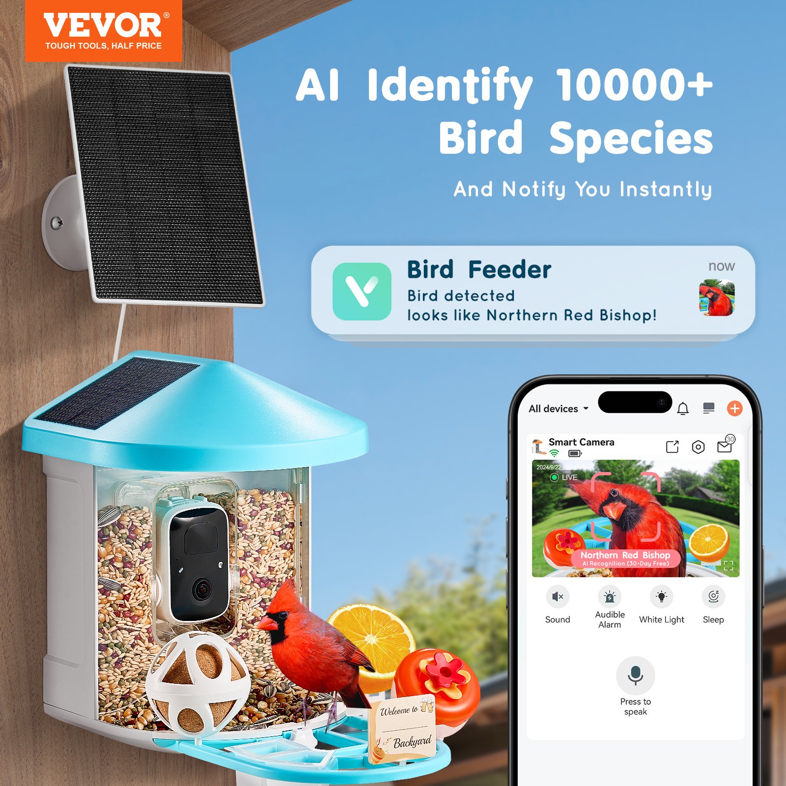 Smart Bird Feeder With Camera AI Identify 10000+ Bird Specie Solar-Powered photo 3