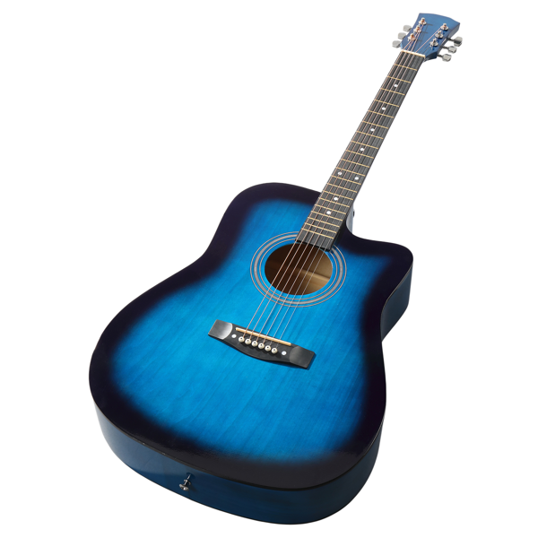 Blue 41-inch Dreadnought Barrel-shaped Cutaway Acoustic Guitar With Pick, Strings, Capo, Gig Bag, Tuner, Wrench Tool, And Shoulder Strap photo 2