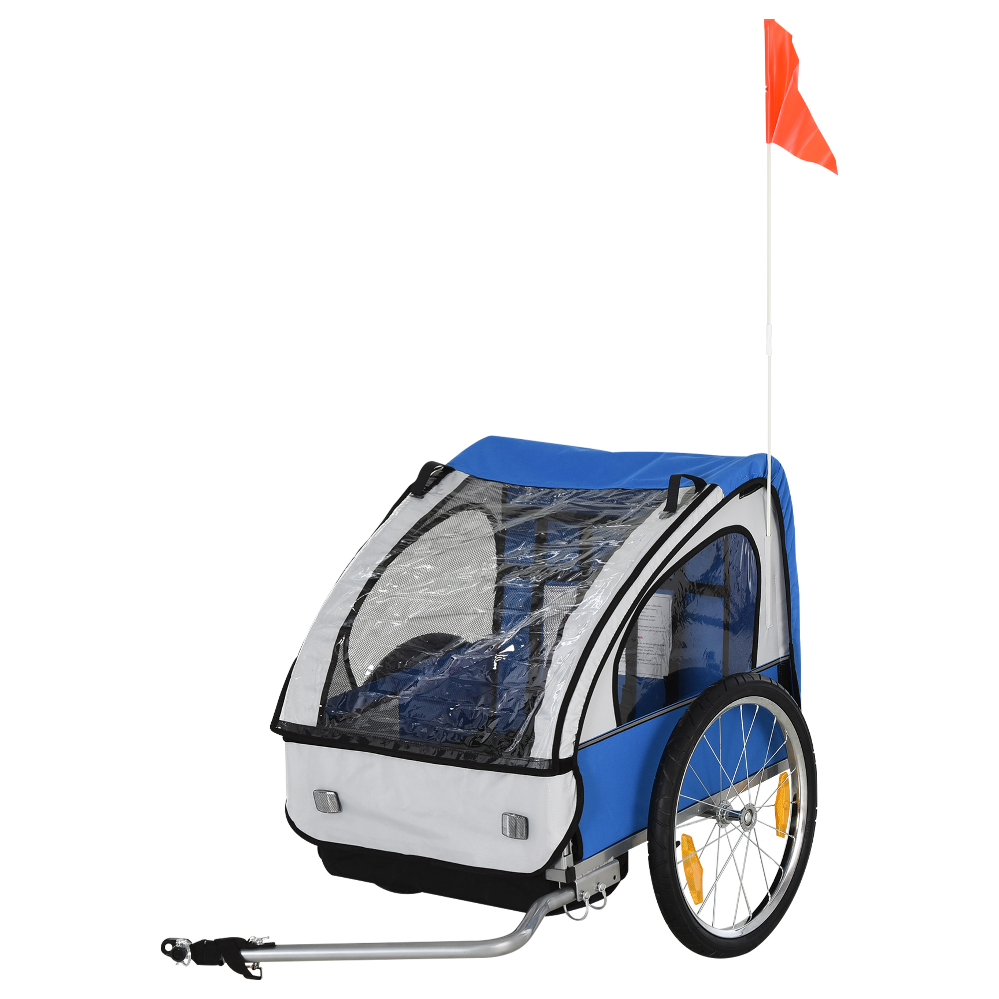 2-Seat Child Bike Trailer for Kids with a Strong Steel Frame, 5-Point Safety Harnesses, & Comfortable Seat, Blue photo 2