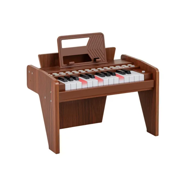 25 Keys Mini Digital Piano For Kids Age 3+, Lighted Teaching Mode With 6 Tones & 15 Demo Songs-Brown photo 3
