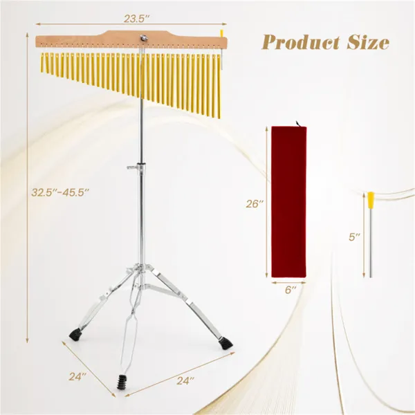 36-Tube Single-Row Wind Chime With Adjustable Tripod Stand, Portable Percussion Instrument For Church Band & Orchestra photo 5
