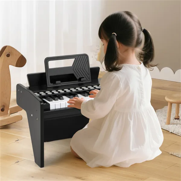 25 Keys Mini Digital Piano For Kids Age 3+, Lighted Teaching Mode With 6 Tones & 15 Demo Songs-Black photo 4