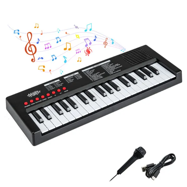 Black 37 Keys Kids Electronic Keyboard With Microphone, 8 Tones & 8 Rhythms Piano Toy For Ages 3+ photo 6