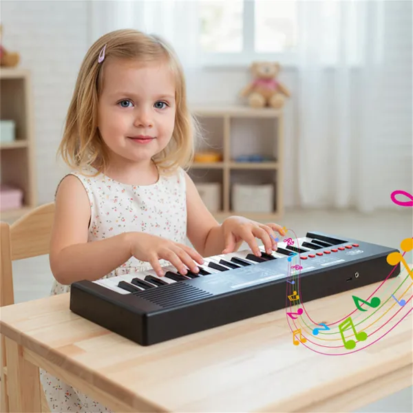 Black 37 Keys Kids Electronic Keyboard With Microphone, 8 Tones & 8 Rhythms Piano Toy For Ages 3+ photo 5