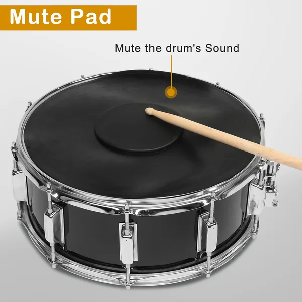 14 X 5.5in Snare Drum Set With Drumstick Holder, Snare Drum Bag, Strap, Mute Pad & Drum Stick For Beginner Student Black photo 6
