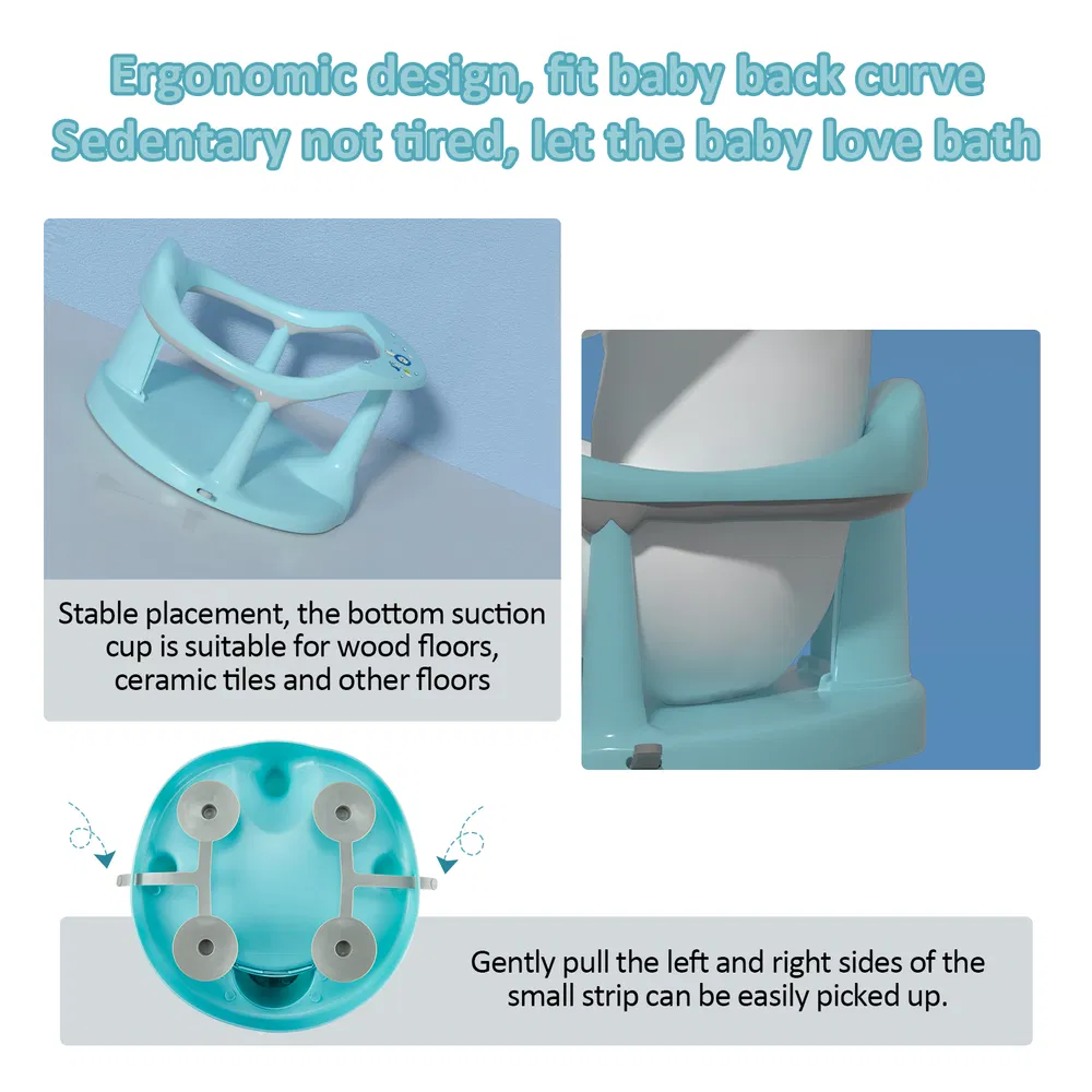 Baby Bath Seat,Baby Bath Chair, Newborn Shower Seat Bathtub Seat Cushion Children's Wrap-Around Shower Chair For 6 Months&Up Cyan photo 2