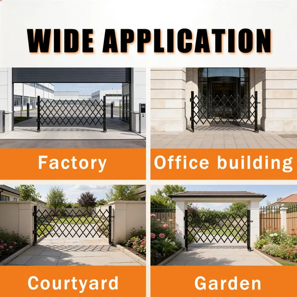 Foldable Security Gate, Expandable Safety Barrier With 360' Swivel Casters Lockable Design, Portable Mobile Rolling Barricade For Garage, Warehouse, Driveway And Pool Areas - 87' H X 85' W photo 5