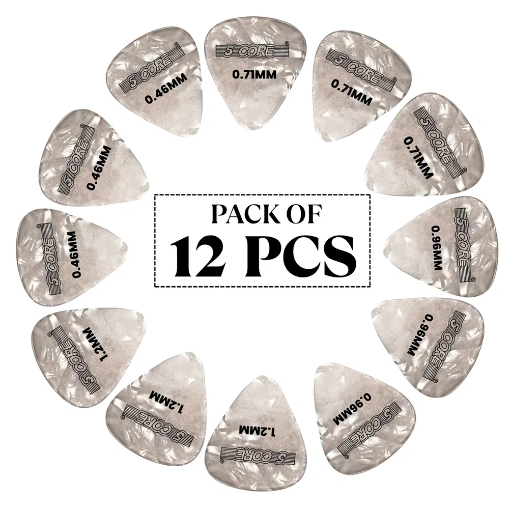5 Core Guitar Picks 12 Piece Celluloid Light Medium Heavy Extra Heavy For Acoustic Electric Guitars photo 5