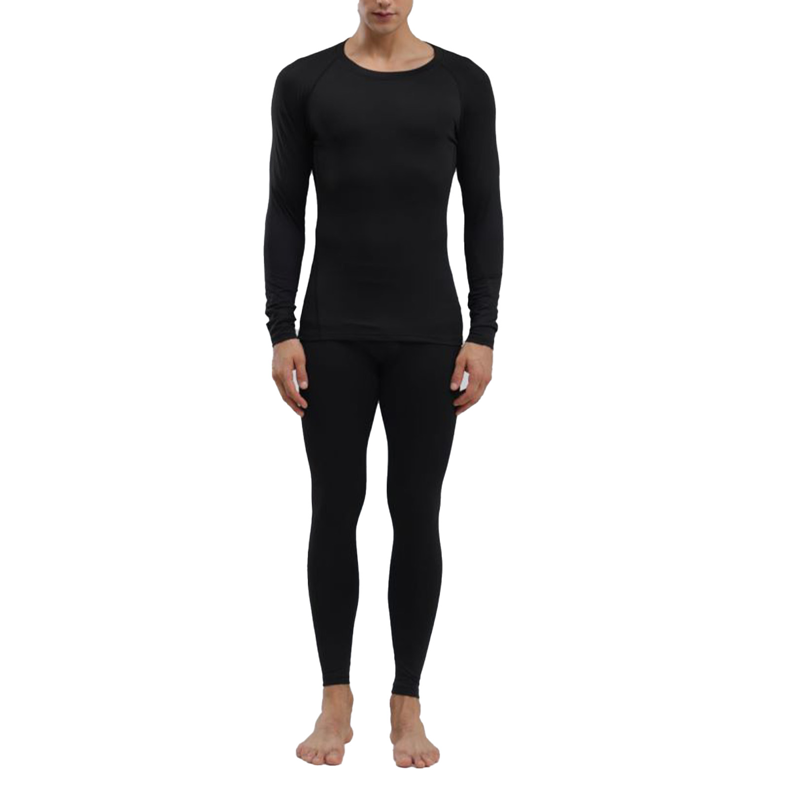 Men's Thermal Underwear Black Stylish Soft Close Fitting Men Cold Weather Top Bottom Set Base Layer For Autumn Winter M photo 2