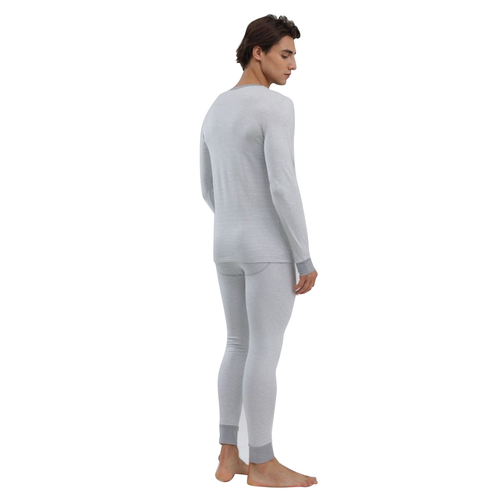 1 Set Men Thermal Underwear Set Knit Slim Fit Stylish Warm Winter Base Layer Cold Weather Clothing XXXL Size photo 2