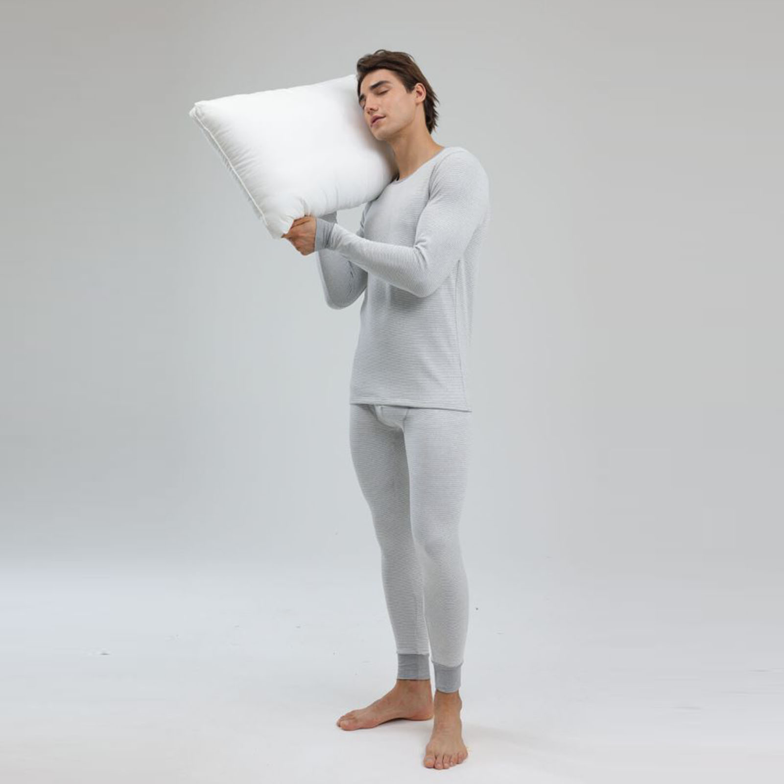 1 Set Men Thermal Underwear Set Knit Slim Fit Stylish Warm Winter Base Layer Cold Weather Clothing XXXL Size photo 1