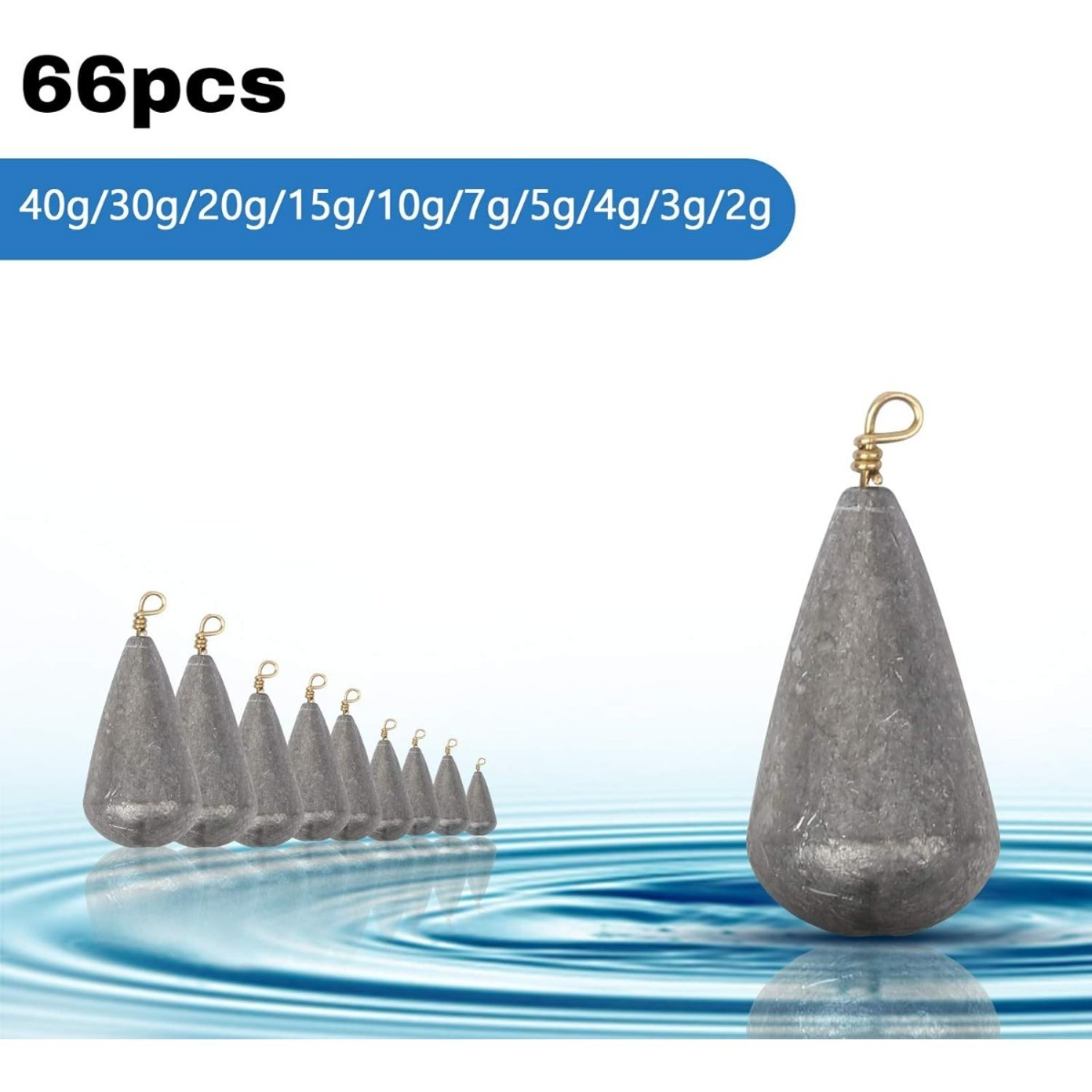 65-Piece Fishing Weight Set With 10-Compartment Storage Box, 40g To 2g, For Anglers And Fishing Parties—Accessory Set photo 3