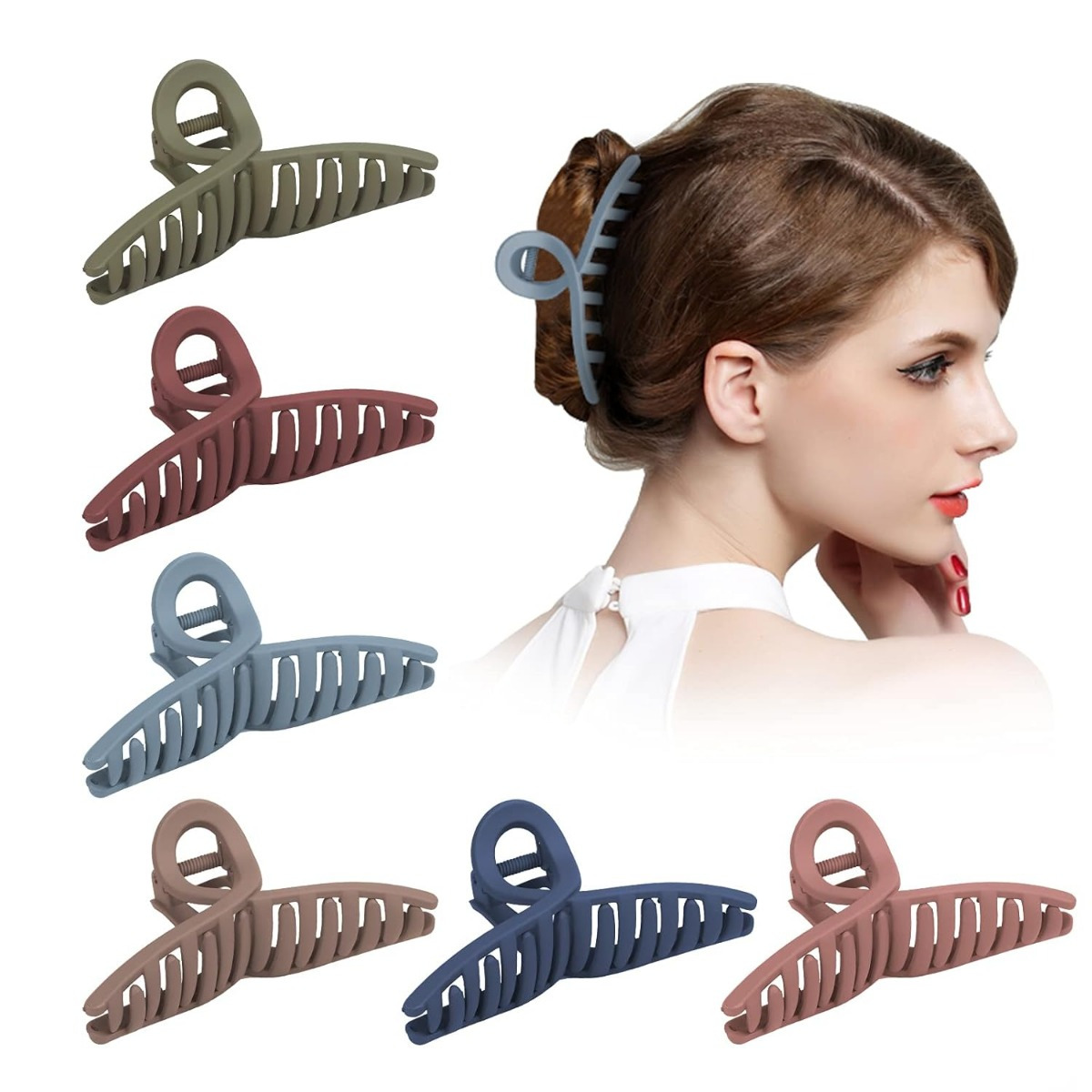 Multi-piece Party Gift Sets – 6-Piece Set Of Matte Hair Clips For Women, 4.3 Inches, Non-Slip Hairpins, Strong Hold Hair Claw Clips, Large Hair Clips For Women With Thick And Thin Hair photo 1