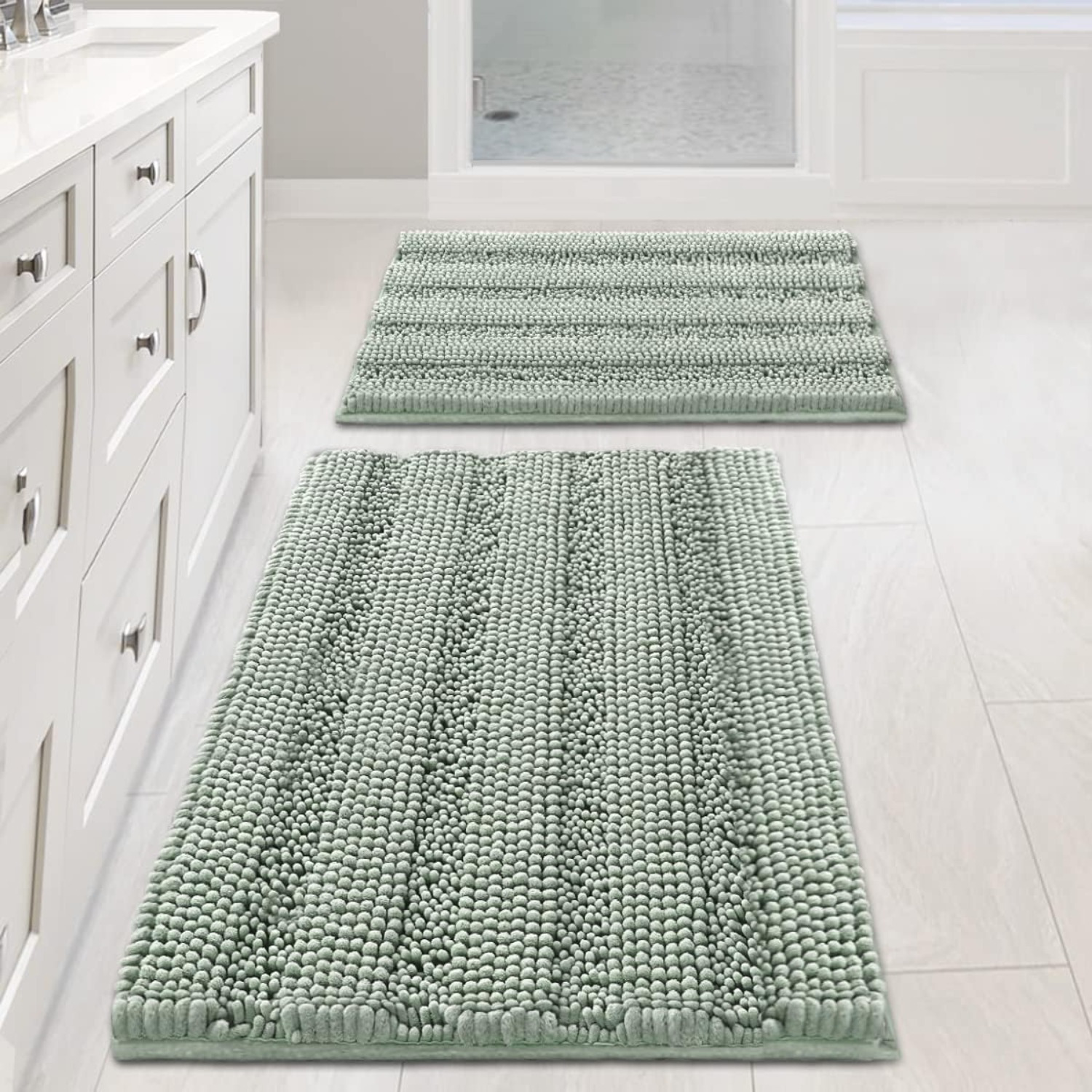 Party Decorations & Accessories—Bathroom Rugs, 2-Pack Of Extra-Thick Velvet Striped Bathroom Mats, Soft And Comfortable Bathroom Rugs, Bathroom Mats (32 X 20 Inches Plus 24 X 17 Inches) photo 1