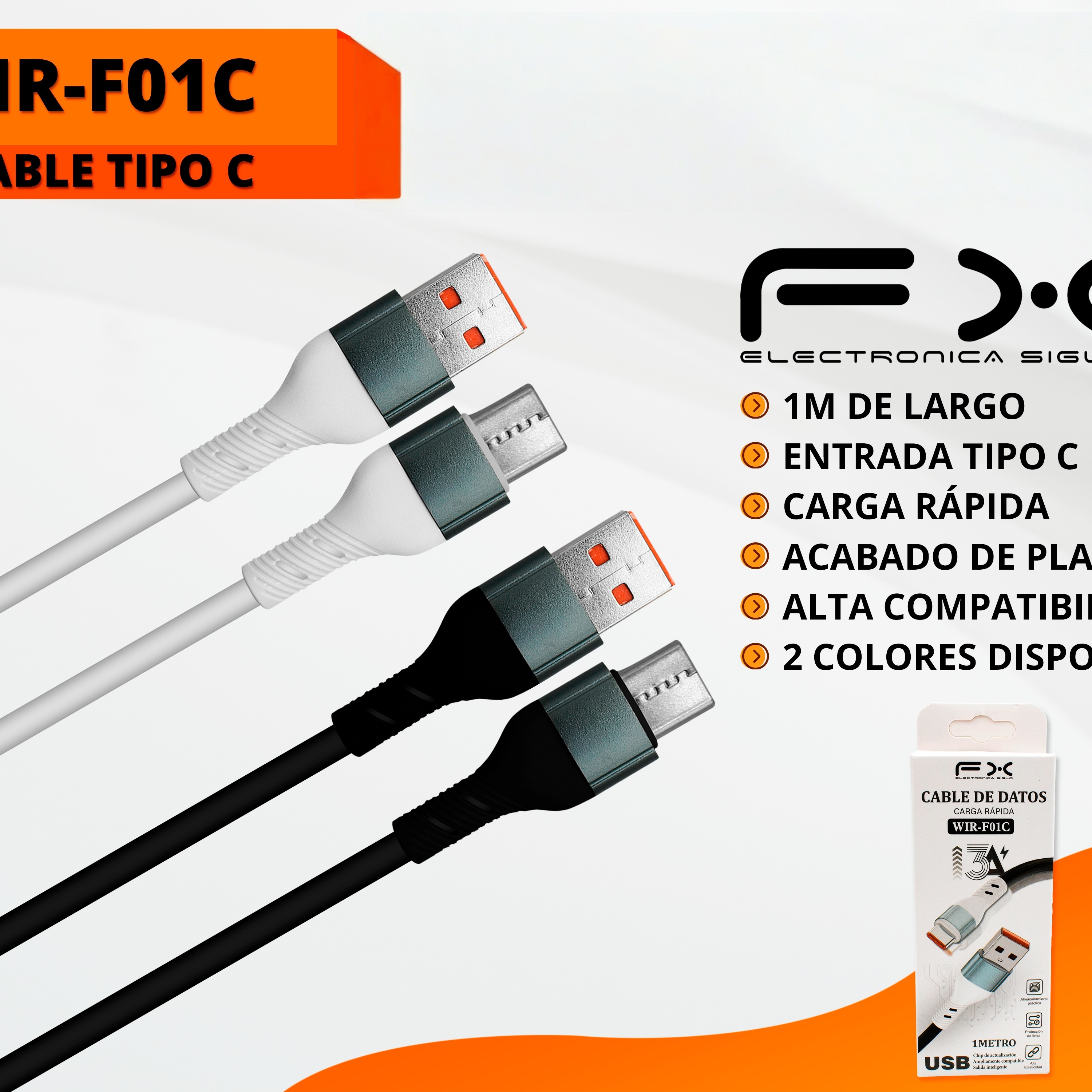 Type-c Interface White Mobile Phone Fast Charging Data Cable 1m photo 2