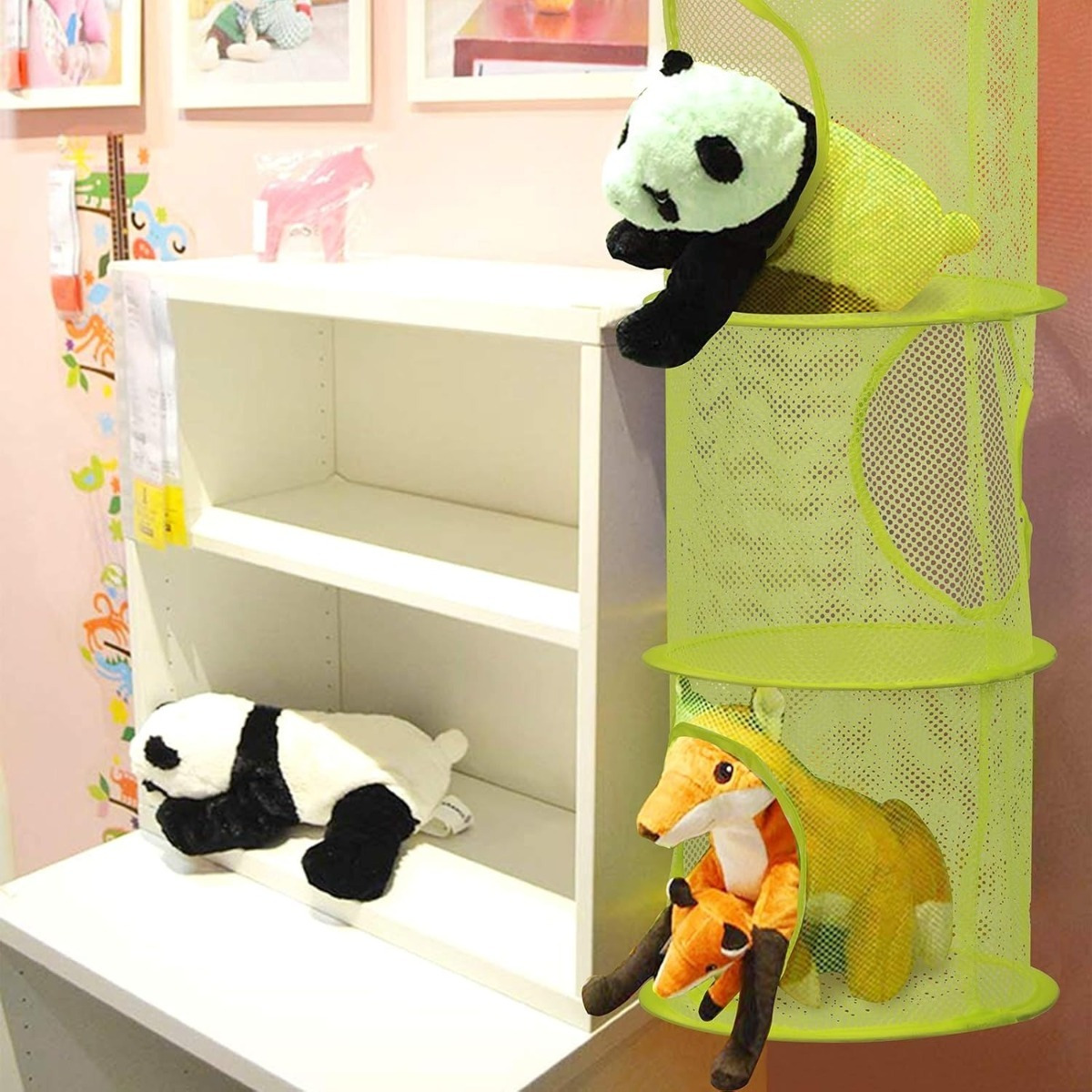 Hanging Storage Set, 3 Colorful Storage Baskets In Green, Blue, And Pink, Space-Saving Mesh Baskets For Toys And Small Items—Party Accessories Set photo 4